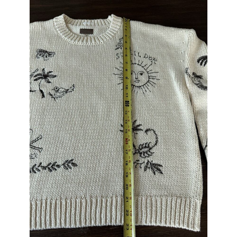 MOTHER Sweater Cotton Jumper Women’s Large Cream Drawings In The Sand $395 - Picture 9 of 16